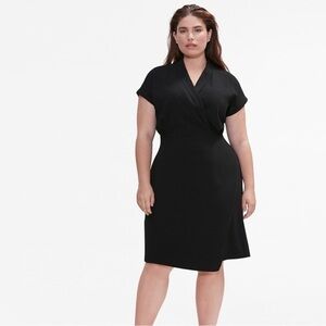 M.M. LaFleur Black Tory Dress Women’s Size +1 (US 18) Short Sleeve Wrap V-Neck